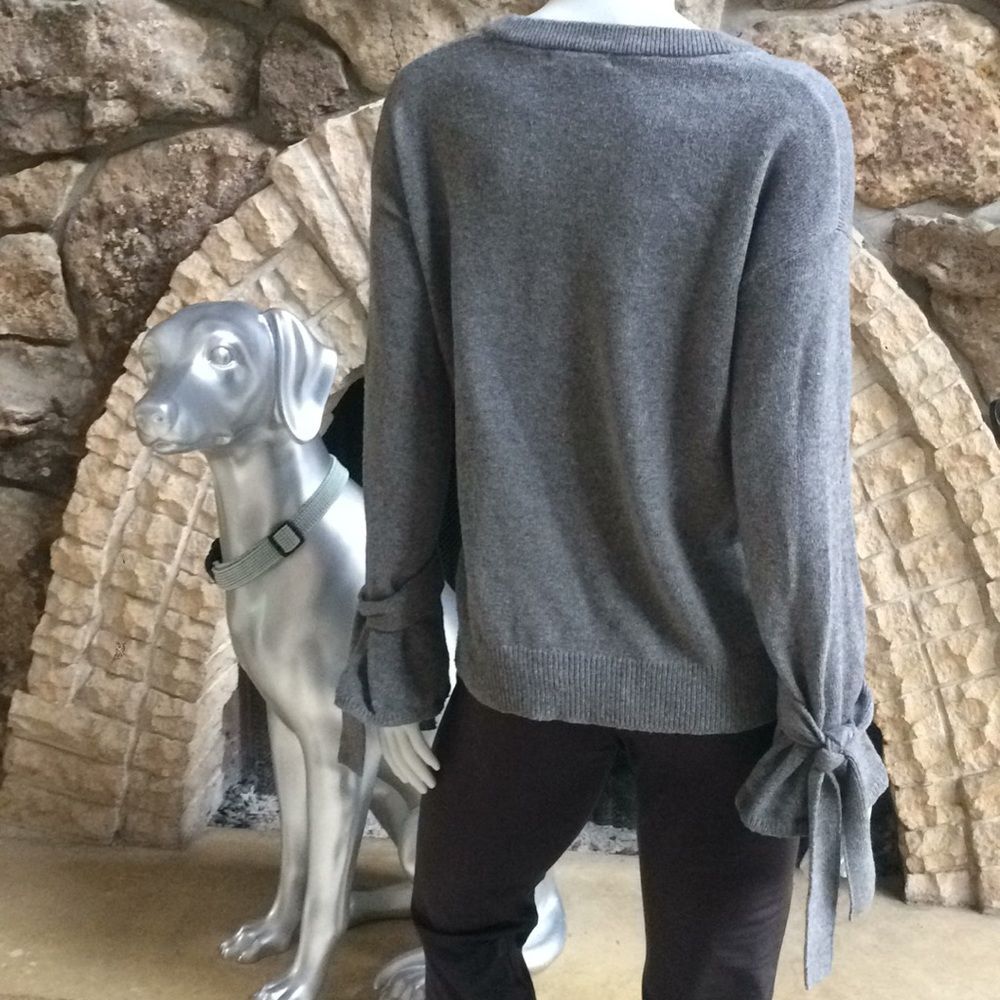 Madewell Tie Sleeve Gray Cotton Viscose Nylon Sweater Women's Size XS